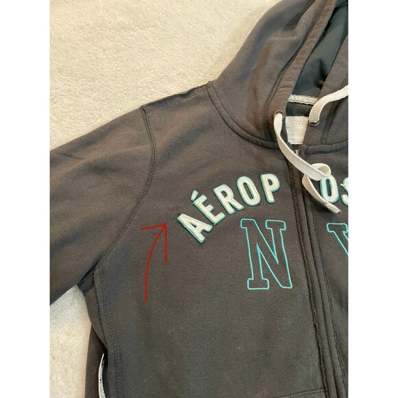 Aeropostale Y2K Womens Hoodie Sweatshirt Grunge Full Zip NY Fleece Gray XL - Picture 12 of 12